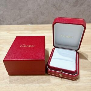 Cartier Jewelry Box Ring Case Pair Double w/Outer Box Accessory Storage Red